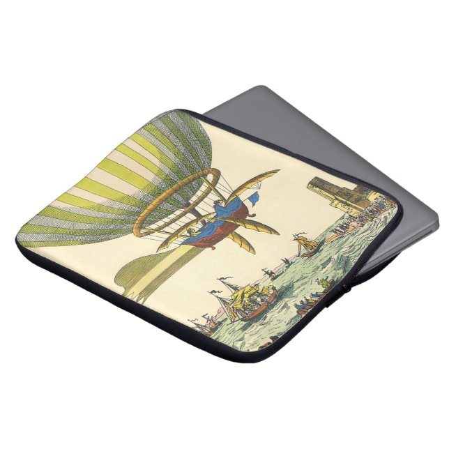 ヴィンテージSFスチームパンク熱気球 ラップトップスリーブ (正面上部)