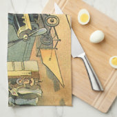 ヴィンテージSFスチームパンク転換車 キッチンタオル (四つ折り)