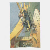 ヴィンテージSFスチームパンク転換車 キッチンタオル (縦)