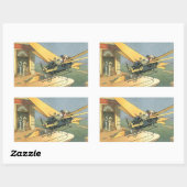 ヴィンテージSFスチームパンク転換車 長方形シール (シート)