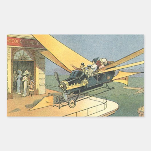 ヴィンテージSFスチームパンク転換車 長方形シール (正面)