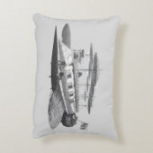 ヴィンテージSFスチームパンク飛行船日食 アクセントクッション (裏面(縦))