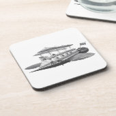 ヴィンテージSFスチームパンク飛行船日食 コースター (左側)