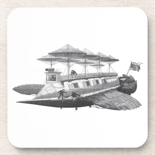 ヴィンテージSFスチームパンク飛行船日食 コースター (正面)