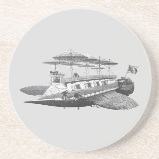 ヴィンテージSFスチームパンク飛行船日食 コースター (正面)