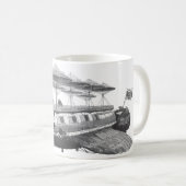 ヴィンテージSFスチームパンク飛行船日食 コーヒーマグカップ (正面右)
