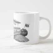 ヴィンテージSFスチームパンク飛行船日食 ジャンボコーヒーマグカップ (右)