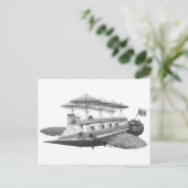 ヴィンテージSFスチームパンク飛行船日食 ポストカード (スタンド正面)