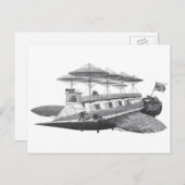 ヴィンテージSFスチームパンク飛行船日食 ポストカード (正面/裏面)