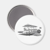 ヴィンテージSFスチームパンク飛行船日食 マグネット (正面/裏面)