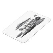 ヴィンテージSFスチームパンク飛行船日食 マグネット (左側)