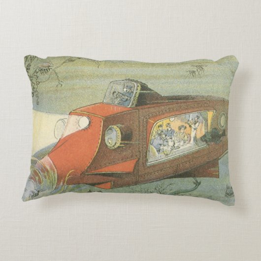 ヴィンテージSFスティームパンク海底海底海底海底船 アクセントクッション (裏面)