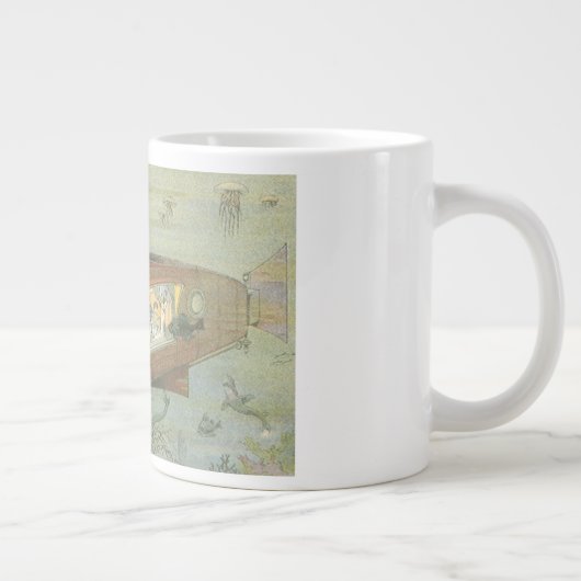 ヴィンテージSFスティームパンク海底海底海底海底船 ジャンボコーヒーマグカップ (右)