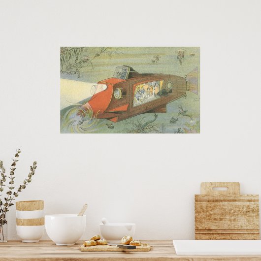 ヴィンテージSFスティームパンク海底海底海底海底船 ポスター (キッチン)