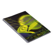 ヴィンテージSFネオングリーンプラネットwリングや輪 ノートブック (右側)