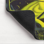 ヴィンテージSFネオングリーンプラネットwリングや輪 マウスパッド (コーナー)