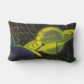 ヴィンテージSFネオングリーンプラネットwリングや輪 ランバークッション (裏面)