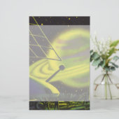 ヴィンテージSFネオングリーンプラネットwリングや輪 便箋 (スタンド正面)