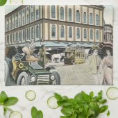 ヴィンテージSFビクトリアンスチームパンクシティ キッチンタオル (折り畳み)