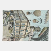 ヴィンテージSFビクトリアンスチームパンクシティ キッチンタオル (横)