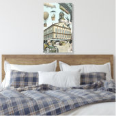 ヴィンテージSFビクトリアンスチームパンクシティ キャンバスプリント (インサイチュ (寝室))