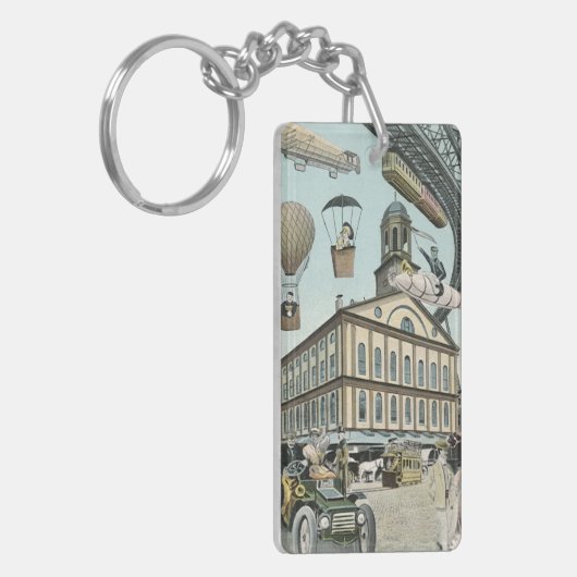 ヴィンテージSFビクトリアンスチームパンクシティ キーホルダー (正面左)