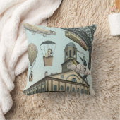 ヴィンテージSFビクトリアンスチームパンクシティ クッション (ブランケット)