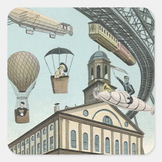 ヴィンテージSFビクトリアンスチームパンクシティ スクエアシール (正面)