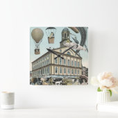 ヴィンテージSFビクトリアンスチームパンクシティ スクエア壁時計 (ホーム)