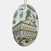 ヴィンテージSFビクトリアンスチームパンクシティ セラミックオーナメント (左)