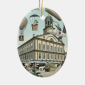 ヴィンテージSFビクトリアンスチームパンクシティ セラミックオーナメント (裏面)