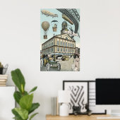 ヴィンテージSFビクトリアンスチームパンクシティ ポスター (ホームオフィス)