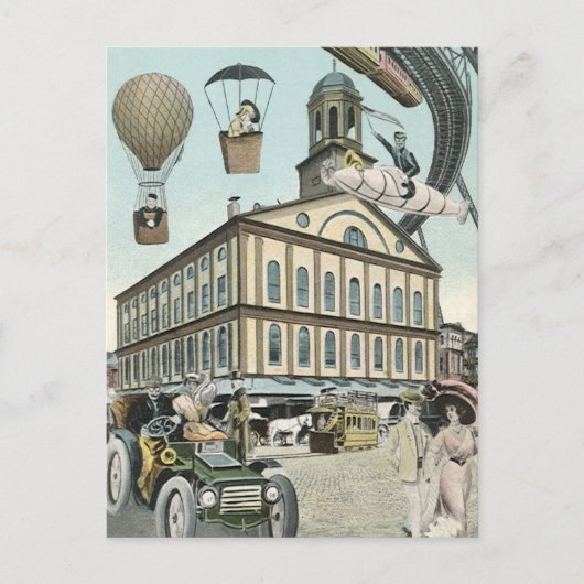 ヴィンテージSFビクトリアンスチームパンクシティ ポストカード (正面)