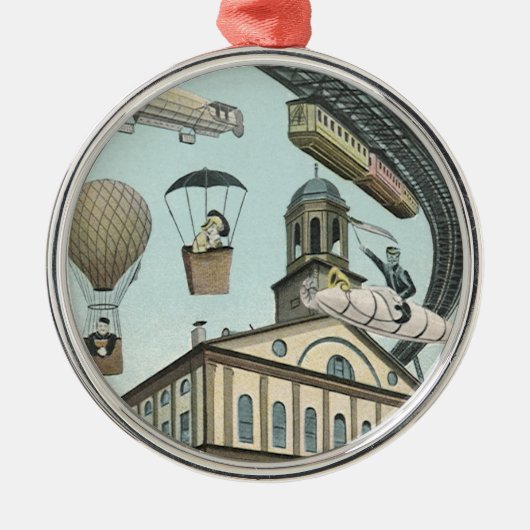 ヴィンテージSFビクトリアンスチームパンクシティ メタルオーナメント (正面)