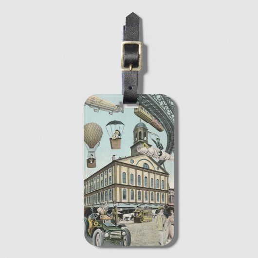 ヴィンテージSFビクトリアンスチームパンクシティ ラゲッジタグ (正面縦)
