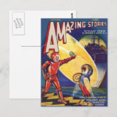 ヴィンテージSFブックはアート・ストランス・クリューチャーズをカバー ポストカード (正面/裏面)