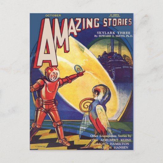 ヴィンテージSFブックはアート・ストランス・クリューチャーズをカバー ポストカード (正面)