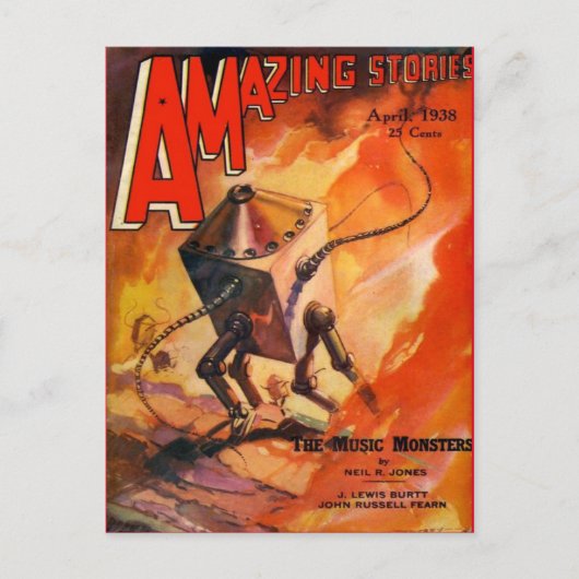 ヴィンテージSFブックカバーアートロボット1938 ポストカード (正面)