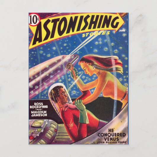 ヴィンテージSFブックカバーアート宇宙ラブ ポストカード (正面)