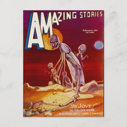 ヴィンテージSFブック·カバー·アート·エイリアン1937 ポストカード (正面)