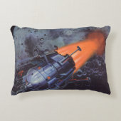 ヴィンテージSFムーンロケット爆破 アクセントクッション (正面)