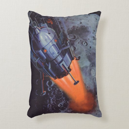 ヴィンテージSFムーンロケット爆破 アクセントクッション (正面(垂直))