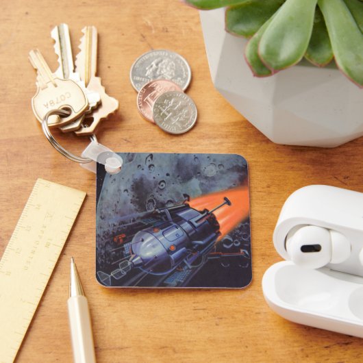 ヴィンテージSFムーンロケット爆破 キーホルダー (デスク)