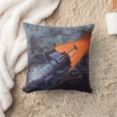 ヴィンテージSFムーンロケット爆破 クッション (ブランケット)