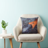 ヴィンテージSFムーンロケット爆破 クッション (椅子)