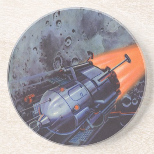 ヴィンテージSFムーンロケット爆破 コースター (正面)