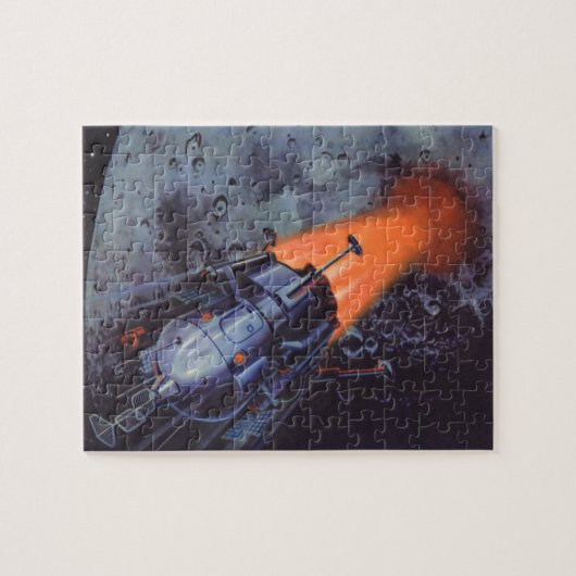 ヴィンテージSFムーンロケット爆破 ジグソーパズル (横)