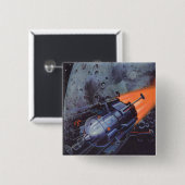 ヴィンテージSFムーンロケット爆破 缶バッジ (正面&裏面)