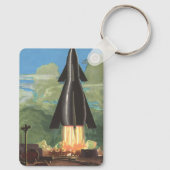 ヴィンテージSFロケットが地球を爆破 キーホルダー (裏面)