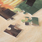 ヴィンテージSFロケットが地球を爆破 ジグソーパズル (側面)